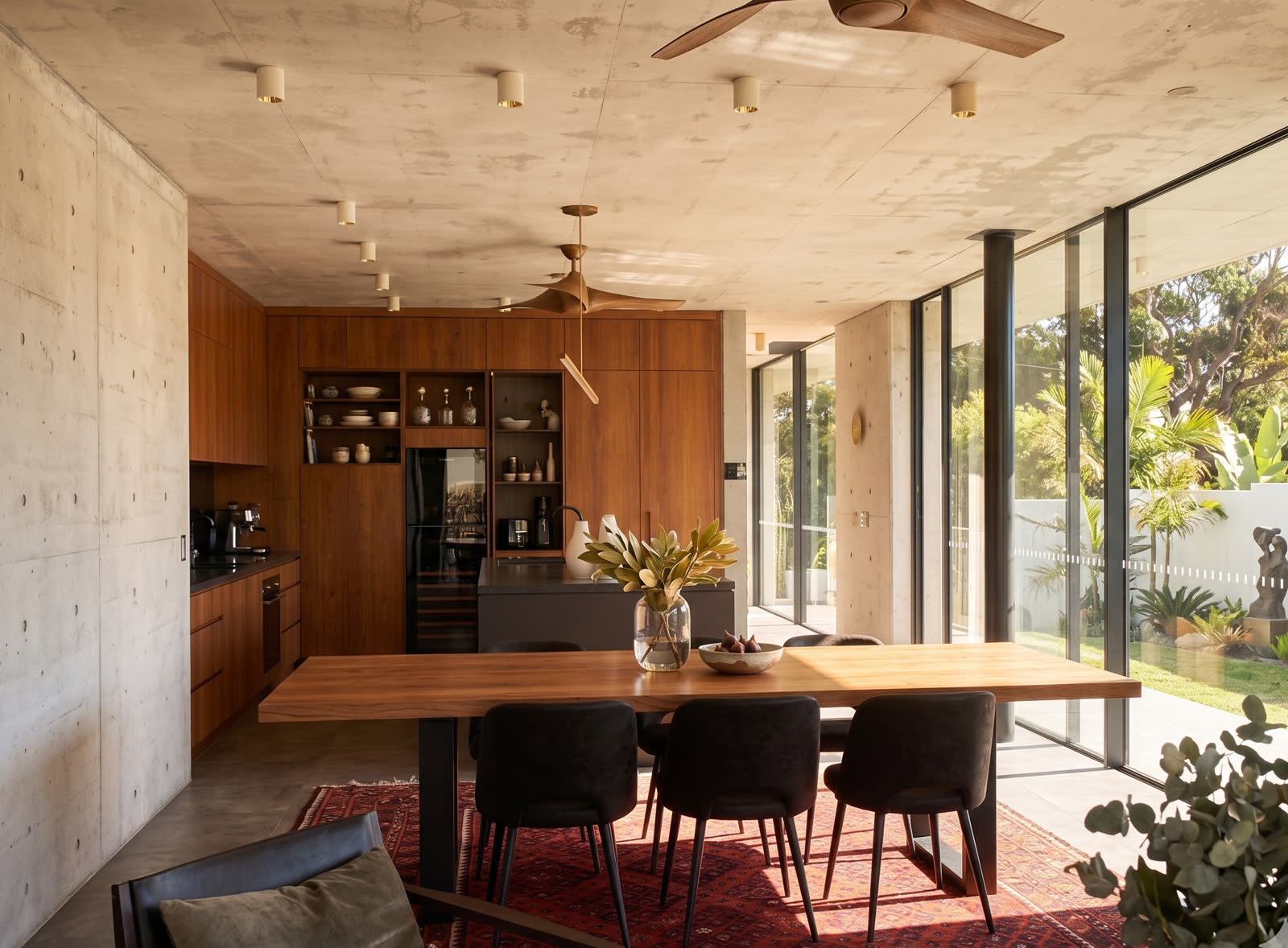Dining room, timber joinery and off-form concrete, Bronte award house