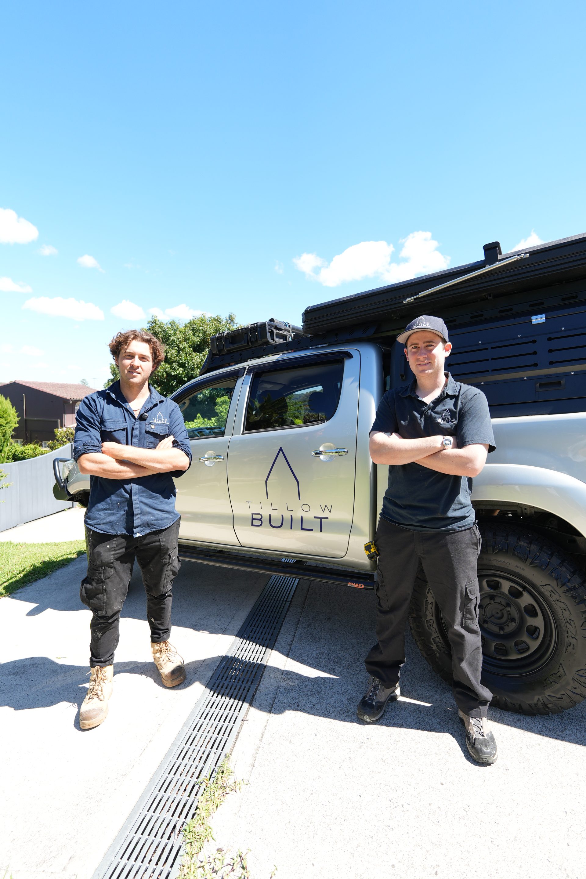 Hubert and the Tillow Built team in front of the company ute